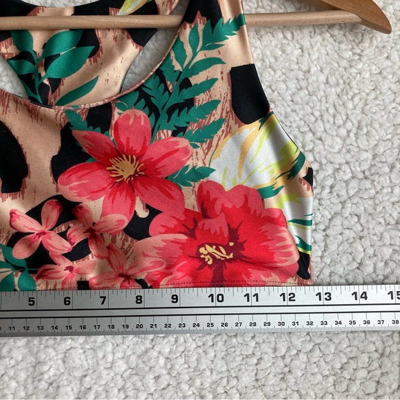 Pineapple Women's animal print floral sports bra, Sz S - Picture 5 of 12